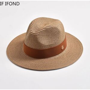 IF IFOND Chapeaux de paille d'été pour femmes et hommes, Panama, voyage, plage, chapeau de soleil, ruban décoratif, chapeau de Jazz de luxe élégant