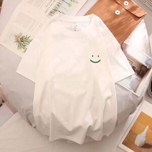 Aucun T-shirt à Manches Courtes en Coton pour Homme, Imprimé de Visage Souriant, Blanc, Marque Chimadt, Tenue de Couple, Demi-Manches, Été