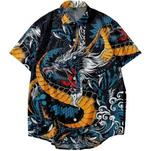 Aucun Chemise hawaïenne décontractée à manches courtes pour hommes, nouvel an, Dragon, Y2k, haut Vintage,
