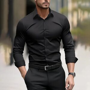 Aucun 11 couleurs chemise formelle pour hommes couleur unie mariage extérieur noir rouge bleu marine vert foncé revers à manches longues été et printemps XS-6