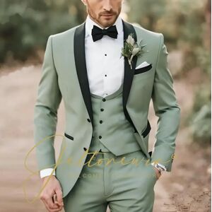 Aucun Costume 3 Pièces Élégant Vert Clair pour Homme, Smoking de Marié Imbibé, Blazer Slim Fit, Zones bre, Haute Qualité, Personnalisé