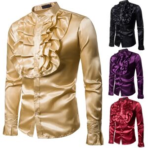 Aucun Chemise Vintage à volants pour hommes, Costume victorien, haut gothique Punk rétro, t-shirt Faxu,