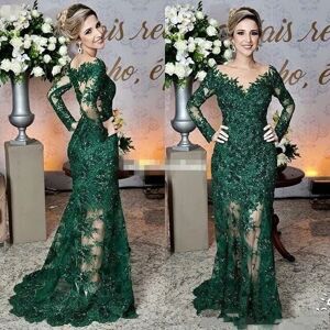 WEIAIJIAYI TRADING CO LTD Robe de mariée en dentelle, vintage, vert foncé, slim, dos nu, col en V, nouvelle collection 2023