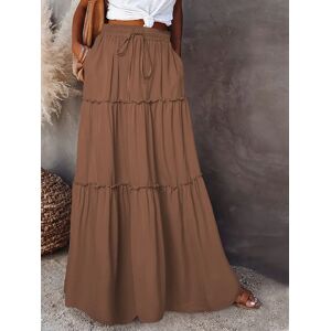 Aucun Jupe trapèze longue taille haute pour femme, mode, monochromatique, décontracté, plage, Boho, taille