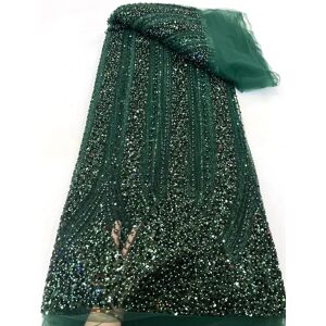 NI.AI Tissu africain en dentelle à paillettes vertes pour robe de mariée, dentelle perlée dorée de luxe,