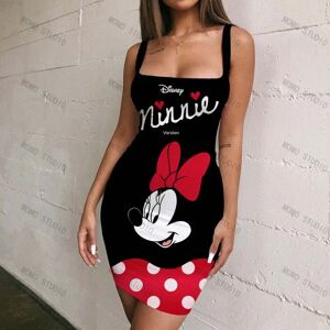 Robes de soirée Disney pour femmes, Minnie Mouse, Sexy, tendance, décontractées, été, haut, col