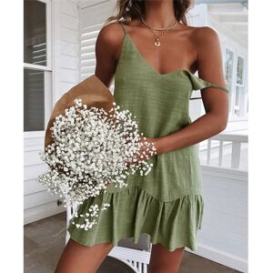 Aucun 2023 Été Armée Vert Sangle Mini Robe Décontracté Sans Manches Volants Décontracté Vacances Beachwear Sexy Party Club Solide Robes blanches