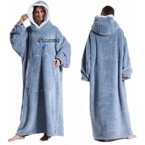 Aucun Sweat à capuche Sherpa Respzed pour femme, couvertures TV portables, vêtements d'hiver chauds, extra long, bleu, grande taille
