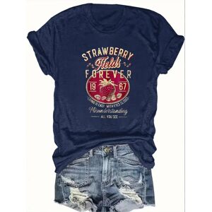 Aucun Harajuku fraises champs pour toujours lettre impression femmes t-shirt à manches courtes col rond été haut décontracté pour femmes vêtements chemises