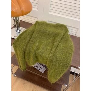 Aucun Pull tricoté à manches longues et col rond pour femme, vêtement tendance, Simple, décontracté, vert, doux, assorti avec tout, Chic, ample, Y2K