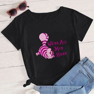 T-shirt femme Disney classique Cheshire chat imprimé noir été hauts Y2k mode T-shirt nous sommes