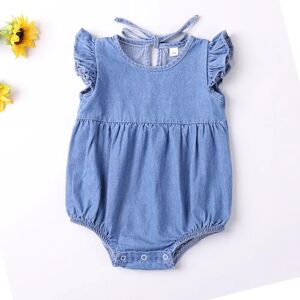 Colorful Childhood Barboteuse à volants pour bébés filles, barboteuse en coton et Denim, sans manches, body d'été, tenues de soleil, combinaison pour nouveau-né