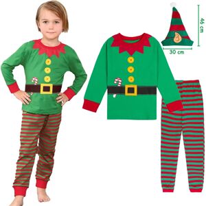 Aucun Pyjamas de Noël Enfants Garçons Cosplay Elfe vert Père Noël Vêtements de nuit Enfant en bas âge Filles Vêtements de Noël avec chapeau Cadeau du Nouvel An 2-14 ans