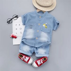 anrayan Vêtements d'été en Denim pour bébés garçons, chemise et Short décontractés à manches courtes, 2
