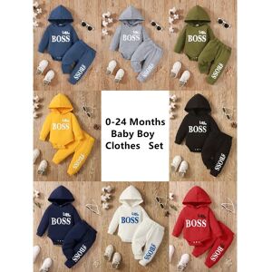 Mioglrie 3-24 mois nouveau-né bébé garçon vêtements costume à manches longues à capuche barboteuse + pantalon printemps et automne sport Style enfant en bas âge garçon 2 pièces vêtements