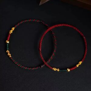 sennier Bracelet tissé en perles de cuivre, couleur rouge vert assortie, transfert réglable, perles porte-bonheur, Style ancien, Bracelet pour Couple extrêmement