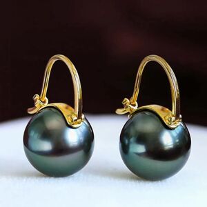 NIMK Boucles d'oreilles luxueuses en argent Sterling S925, grande qualité, vert foncé, Style Tahiti, perles en coquillage, bijoux pour femmes, livraison gratuite