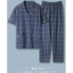 Aucun 100% coton boutonné haut et pantalon hommes grande taille pyjamas vêtements de détente décontracté
