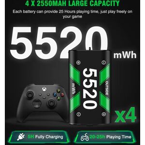 BEBONCOOL 4X5520mWh batterie Rechargeable pour Xbox One chargeur de contrôleur pour Xbox série X/S/Xbox One S/X manette de jeu Charge de batterie