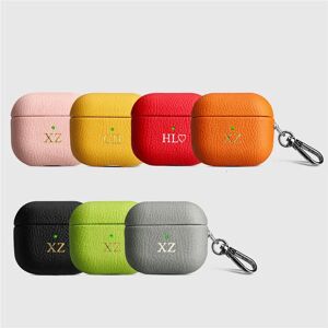 Aucun Personnalise or lettre luxe véritable litchi cuir étui pour écouteurs pour Airpods 1 & 2, Airpod pro, Airpods 3 4, Airpod pro 2 couverture