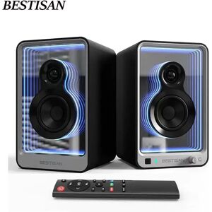 BESTISAN SR15 moniteur actif haut-parleurs Bluetooth 100W effets de lumière avec chargeur Codecs LDAC entrées RCA Aux USB haut-parleurs bibliothèque