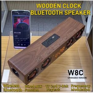 HONOURSACY Haut-parleur Bluetooth HIFI en bois haute puissance, 4 haut-parleurs, barre de son PC, TV, sans fil,