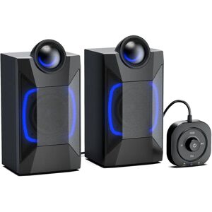 JOUNIVO Haut-parleur Bluetooth de jeu 32W, haut-parleur d'ordinateur pour HiFi stéréo, Bluetooth 5.0 ou 3.5mm, haut-parleurs Aux-in pour PC de bureau