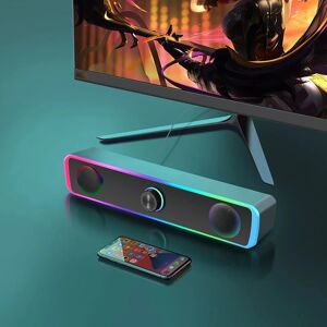 Suptmv Haut-parleur Bluetooth 4D Surround Soundbar filaire haut-parleurs d'ordinateur stéréo caisson de basses barre de son pour ordinateur portable théâtre TV Aux 3.5mm