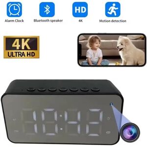 XXaXX Réveil intelligent Ultra HD 4K, Mini caméra, caméscope Wi-Fi6, haut-parleur Bluetooth, moniteur pour bébé, enregistreur vidéo avec fonctions Audio