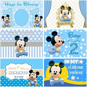 MINISO Dessin animé Disney Mickey Minnie Photo fond mur personnalisé nouveau-né enfant garçon 1er anniversaire joyeux anniversaire fête bébé douche fête bannière décoration photographie accessoires