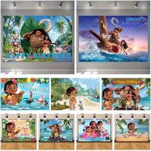 MINISO Disney Moana Princesse Photo Fond Personnalisé Dessin Animé Enfants Garçons Filles Joyeux Anniversaire Fête Nouveau-Né Bébé Douche Photo Booth Bannière Décoration Photographie Studio Accessoires