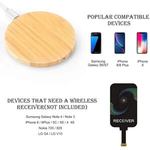 EDEBA Chargeur sans fil en bois bambou 15W 10W, tapis de charge rapide pour iPhone 15 14 13 12 mini 11 Pro Max Samsung Galaxy AirPods Pro 2 Oppo