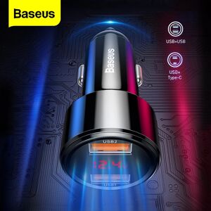 Baseus LED 45W chargeur de voiture USB C double USB Charge rapide 4.0 QC 3.0 PD chargeur de voiture