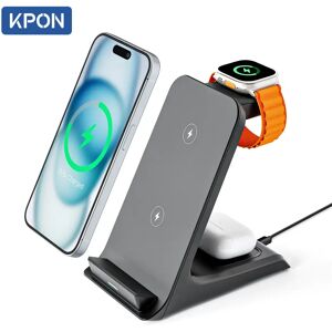KPON 3 en 1 support de chargeur sans fil Station de charge rapide Dock pour iPhone 16/15/14/13 Pro Max Apple iWatch 9/8/7/6/5 Airpods 3/2