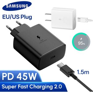 Chargeur d'origine Samsung 45w Charge ultra rapide adaptateur ue US USB C Samsung Galaxy S25 FE S25 S24 Ultra Plus S22 S23 A56 A54 A52s