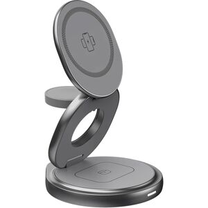 CrownQu Station de recharge rapide de chargeur sans fil magnétique 15W 360 ° Support de téléphone pliable rotatif pour iPhone12-17ProMax Watch Airpods