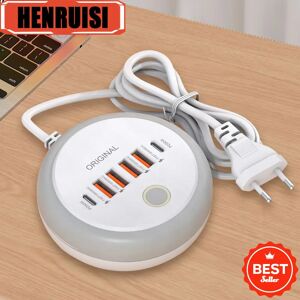 Henruisi Multiprise multi-ports USB C 50W, chargeur mural à charge rapide, adaptateur USB pour iPhone12 13 15 16 Type C, chargeur de téléphone portable