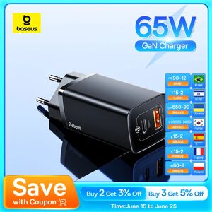 Baseus 65W GaN chargeur Charge rapide 4.0 3.0 Type C PD chargeur USB pour iPhone 15 14 13 12 Pro Max