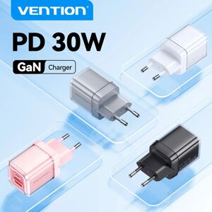 Vention 30W GaN chargeur PD pour iPhone 16 15 14 13 12 Pro Max chargeur rapide PD3.0 QC3.0 USB Type C téléphone tablettes chargeur