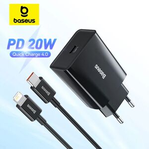 Baseus 20W Charge rapide QC 3.0 PD USB Type C chargeur de Charge rapide pour iPhone 15 14 13 12 11 X