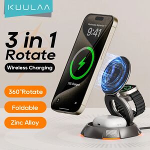 KUULAA-Support de charge sans fil pour iPhone, pliable, magnétique, voyage, chargeur sans fil pour AirPods, montre, 15, 14, 13, 12, 3 en 1