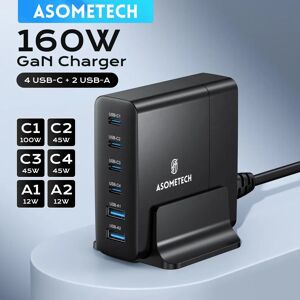 ASOMETECH Station de charge rapide GaN USB C, chargeur de bureau, PPS, PD, QC, 6 ports, 160W, MacPle, iPad, iPhone 14, 13, ordinateur portable Samsung chargeur iphone rapide chargeur rapide type c chargeur