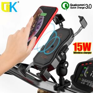 Aucun HKGK support pour téléphone portable moto charge sans fil avec QC3.0 USB Qi chargeur GPS Navigation support de montage Qi chargeur sans fil