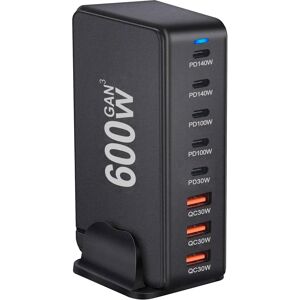 deepartner Nouveau 600W Gan Charge rapide 3.0 USB Type C chargeur rapide Mobile 8 ports 5C3A PD chargeur pratique à transporter chargeur de tablette