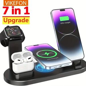 VIKEFON 7 en 1 30W chargeur sans fil support pour iPhone 15 14 13 Apple Watch Station de charge rapide pour Airpods iWatch 8 7