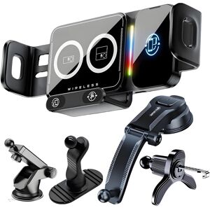 TONGDAYTECH Support de téléphone avec chargeur sans fil pour voiture, 2 en 1, support rotatif tactile pour Samsung Galaxy Fold 6 5 4 3 Z Flip Iphone 16 15 14 13 12 11Pro Max