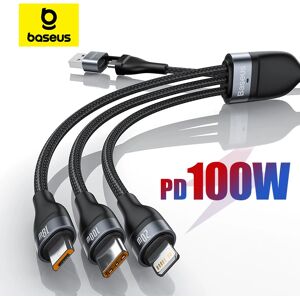 BASEUS Bas192.- Câble Micro USB Type-C 3 en 1 de 100W, Chargeur en Poly pour iPhone 15, 14, 13 Pro, 11, Macbook Pro, Samsung, Xiaomi