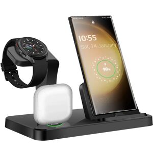 DCAE Station de recharge 3 en 1, chargeur sans fil rapide pour Samsung S24 S23 S22 Note 20 Z Flip Z Fold pour Galaxy Watch 7 6 5 Pro 4 3 boutons