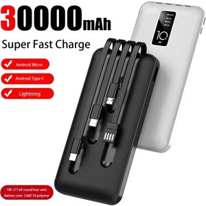 Aucun Chargeur de batterie externe sans fil pour téléphone, chargeur mobile à 4 fils, développement super rapide, 30000mAh, 4 en 1