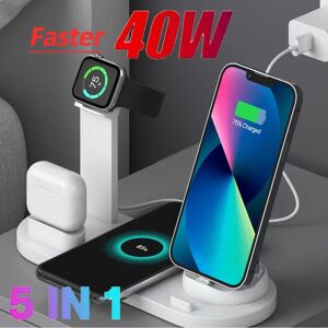GEKEMAL Support de chargeur S6 pour Apple Watch, AirPods, iPhone 15 14 13 12 11 XS Poly X Samsung S24, station de base de charge, 40W, 5 en 1